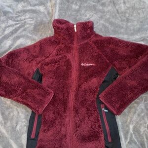 Women’s S Columbia Fast Beauty Plush Fleece Full Zip Jacket Burgundy
